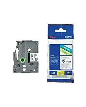 Brother P-touch 6mm TZ-111 Laminated Tape, 8 m, Black on Clear