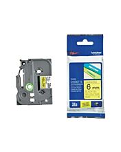 Brother P-touch 6mm TZ-611 Laminated Tape, 8 m, Black on Yellow
