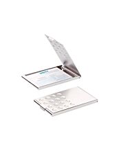 Durable Aluminum Business Card Box Chrome, Metallic Silver
