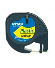 Dymo LetraTag Plastic Tape, 12mm X 4m, Yellow - 91202