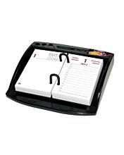FIS Desk Calendar Stands With Pen and Clip Holder, Black