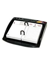 FIS Desk Calendar Stands With Pen and Clip Holder, Black