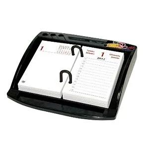 FIS Desk Calendar Stands With Pen and Clip Holder, Black