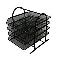 Deluxe Metal Mesh 4 Tier Document Tray, Black