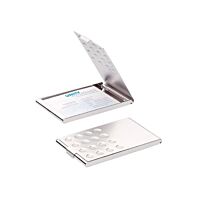 Durable Aluminum Business Card Box Chrome, Metallic Silver