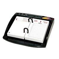 FIS Desk Calendar Stands With Pen and Clip Holder, Black