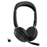 Jabra Evolve2 65 Flex Professional Headset, Hybrid Active Noise Cancellation with Memory Foam Padding